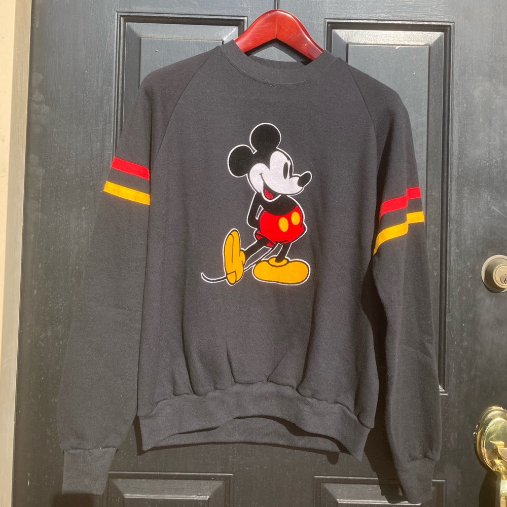 Vintage 1980s Mickey Mouse Felt Sweatshirt  Size L